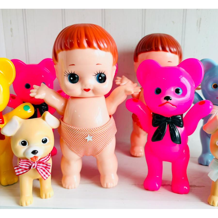 レトロドール 復刻版 クマちゃん 蛍光ピンク レトロ・ソフビ人形