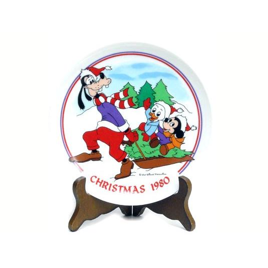 グーフィー ソリを引く クリスマスプレート 絵皿 1980年 Schmid社