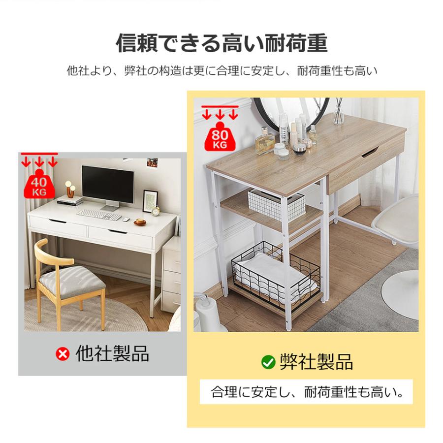 パソコンデスク 机 一体分割両用 幅100cm 引き出し付き 収納ラック付き