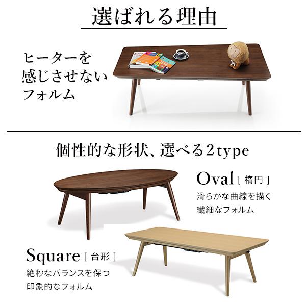 こたつ 北欧 ローテーブル 楕円 折りたたみ フラットヒーター折れ脚
