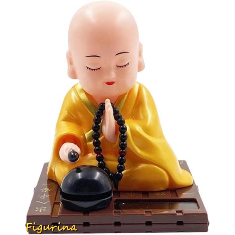 僧侶の置物 ソーラーパワー車のおもちゃ うなずき頭の人形