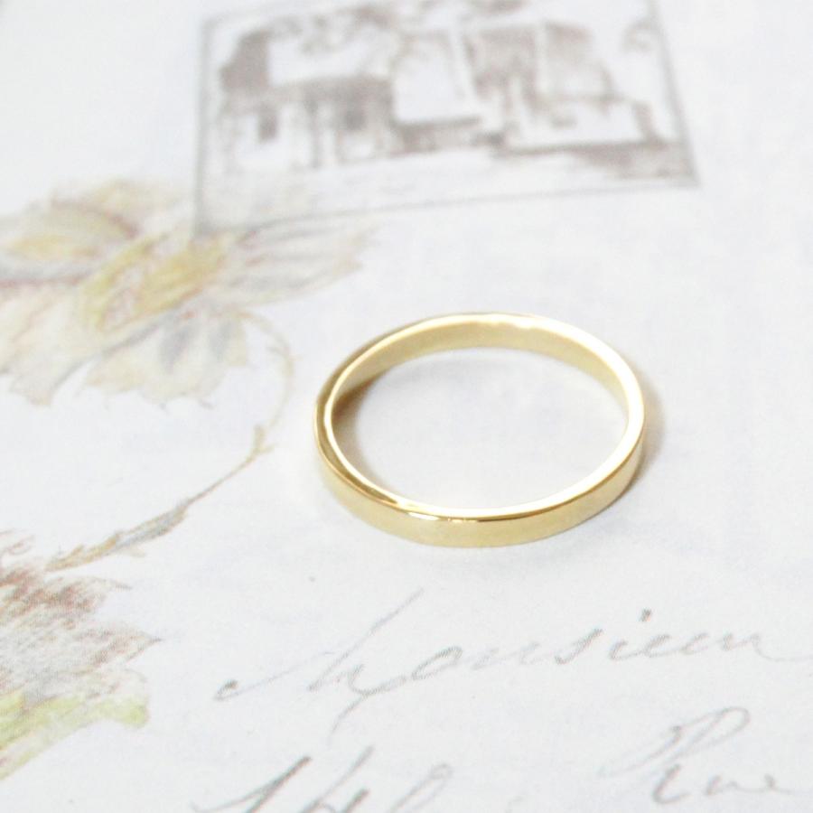 K18 18金 リング 指輪 レディース メンズ 2mm 幅広 1mm 厚 シンプル