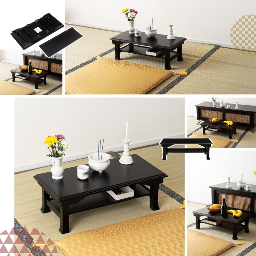 東谷 法事テーブル 折りたたみ 棚付き 木製 テーブル 机 和風 座卓