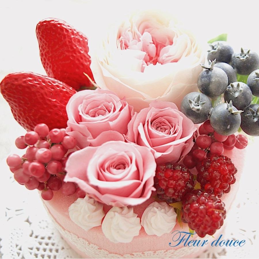 フラワー ケーキ プリザーブドフラワー 香り付き ピンク ローズ