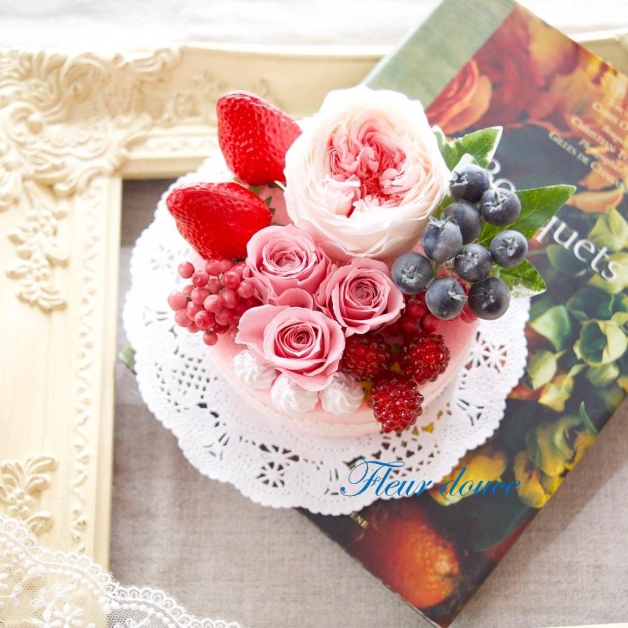フラワー ケーキ プリザーブドフラワー 香り付き ピンク ローズ
