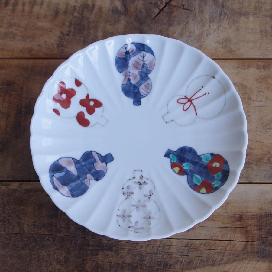 有田焼 六瓢箪 5寸菊皿 お皿 ひょうたん プレート 丸形 15cm レトロ