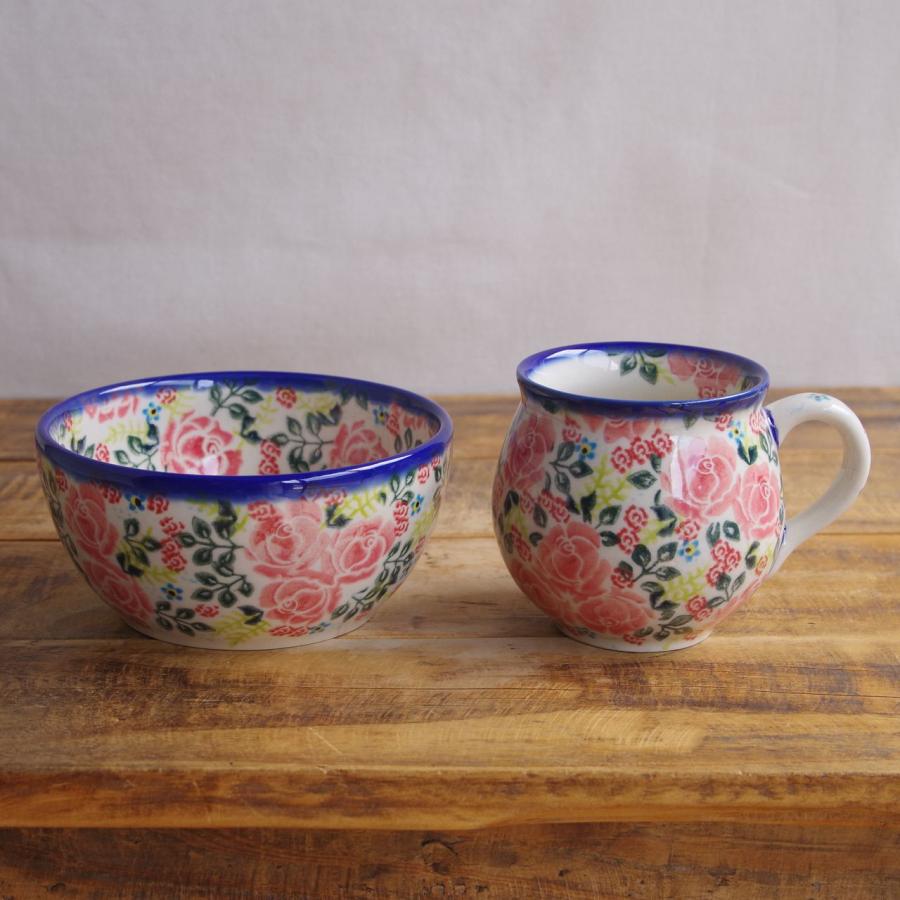 ポーランド食器 ポーリッシュポタリー ボウル 13cm 小どんぶり ピンク