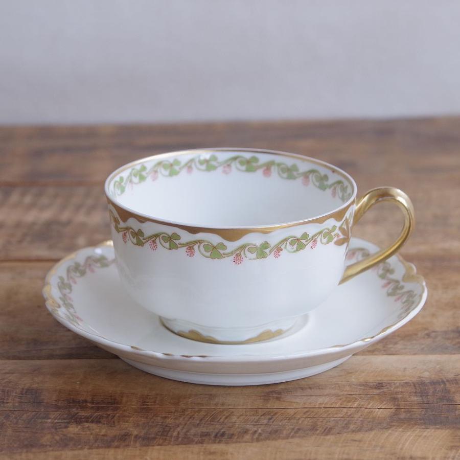 リモージュ フランス アンティーク 食器 陶器 アビランド クローバー柄