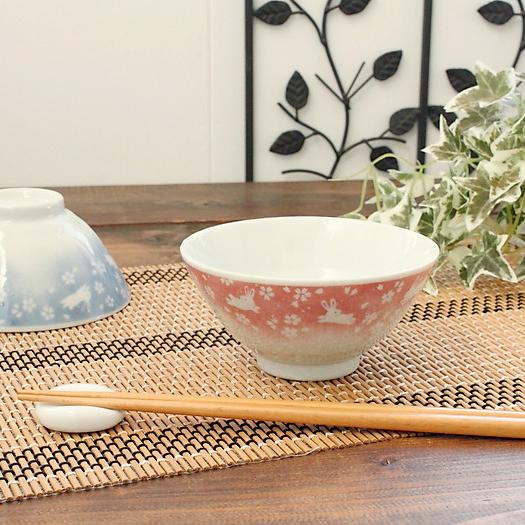 ピンク うさぎご飯茶碗 (※超アウトレット商品) (和食器 飯碗 ご飯茶碗