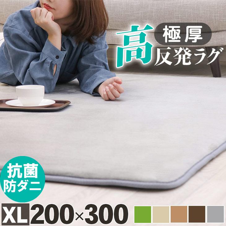 フリーリー ラグ カーペット 厚手 高反発ラグ 極厚 25mm 200×300 3.5畳