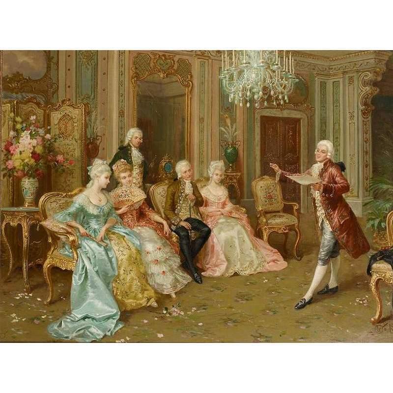 ロココ調ゴールドダブルフレーム 貴族額絵 ファブリック印刷 392S