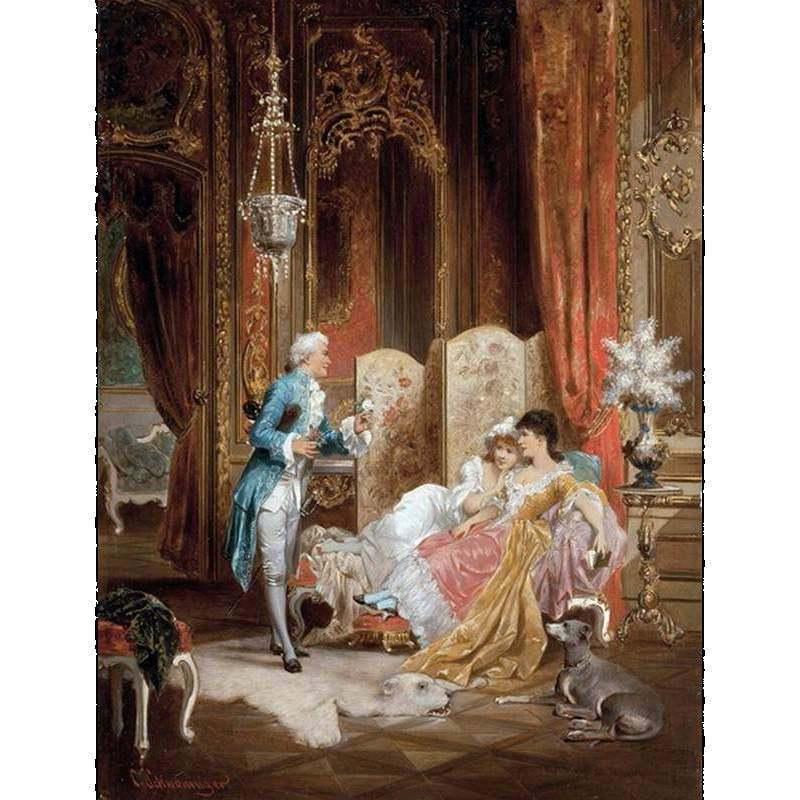 ロココ調ゴールドダブルフレーム 貴族額絵 ファブリック印刷 40S