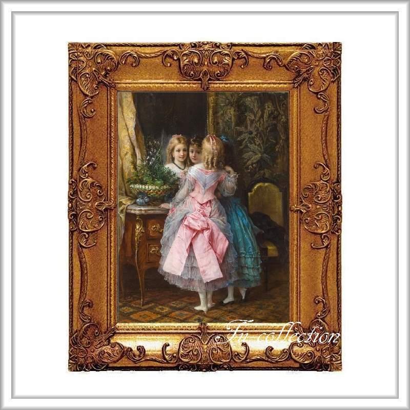 ロココ調ゴールドダブルフレーム 貴族額絵 ファブリック印刷 452M