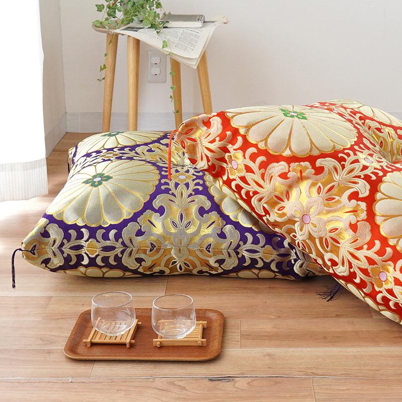 仏前座布団 緞子判サイズ 65×69cm 日本製 金襴生地 リバーシブル 仏壇