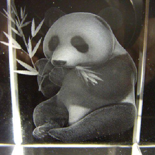 送料無料)NO-3 風水の高級クリスタルレーザー彫り置物□幸運の福パンダ