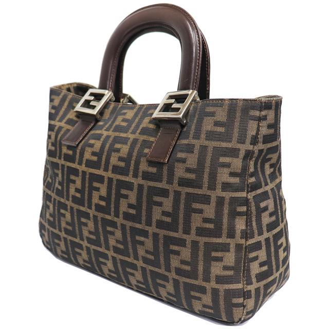FENDI（フェンディ） ズッカ柄 ハンドバッグ キャンバス レザー
