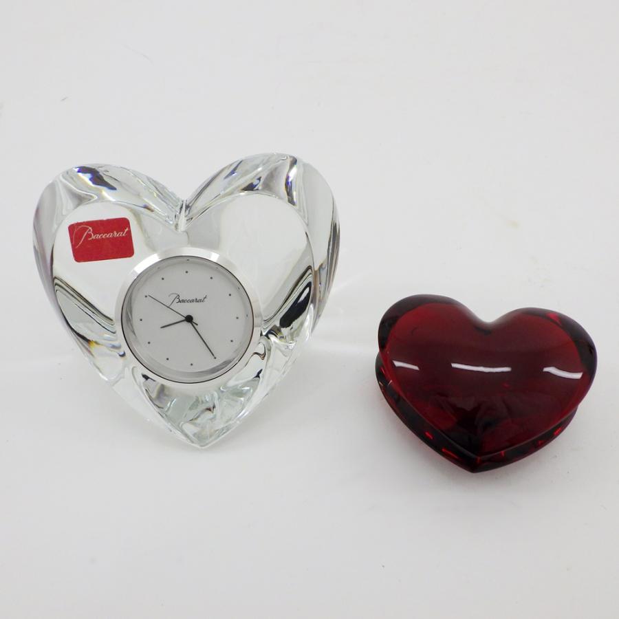 バカラ（Baccarat） ハート クロック ペーパーウェイト 計2点 現状品