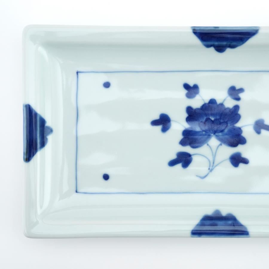 有田焼 角皿 染付伊万里牡丹長角焼皿 【福珠窯（有田焼窯元）】 : 福珠