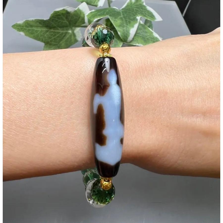 如意観音様天珠＆黄緑水晶 四神獣 ブレスレット 金運 健康 家庭 願望