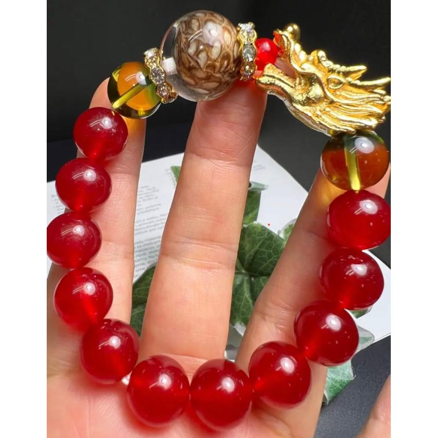 沖縄ハブ琉石＆秘紅石緑水晶超金運ブレスレット 宝くじ運 すごい波動