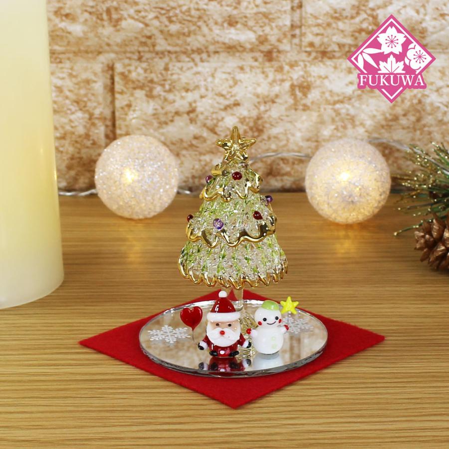 クリスマスツリー 卓上 ガラス細工 (ミニ ステージ ツリーセット R6-68