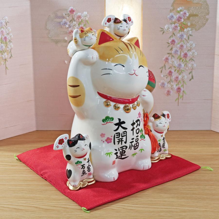 招き猫 置物 大きい 貯金箱 陶器 (彩絵招福大開運招き猫 特大 9号