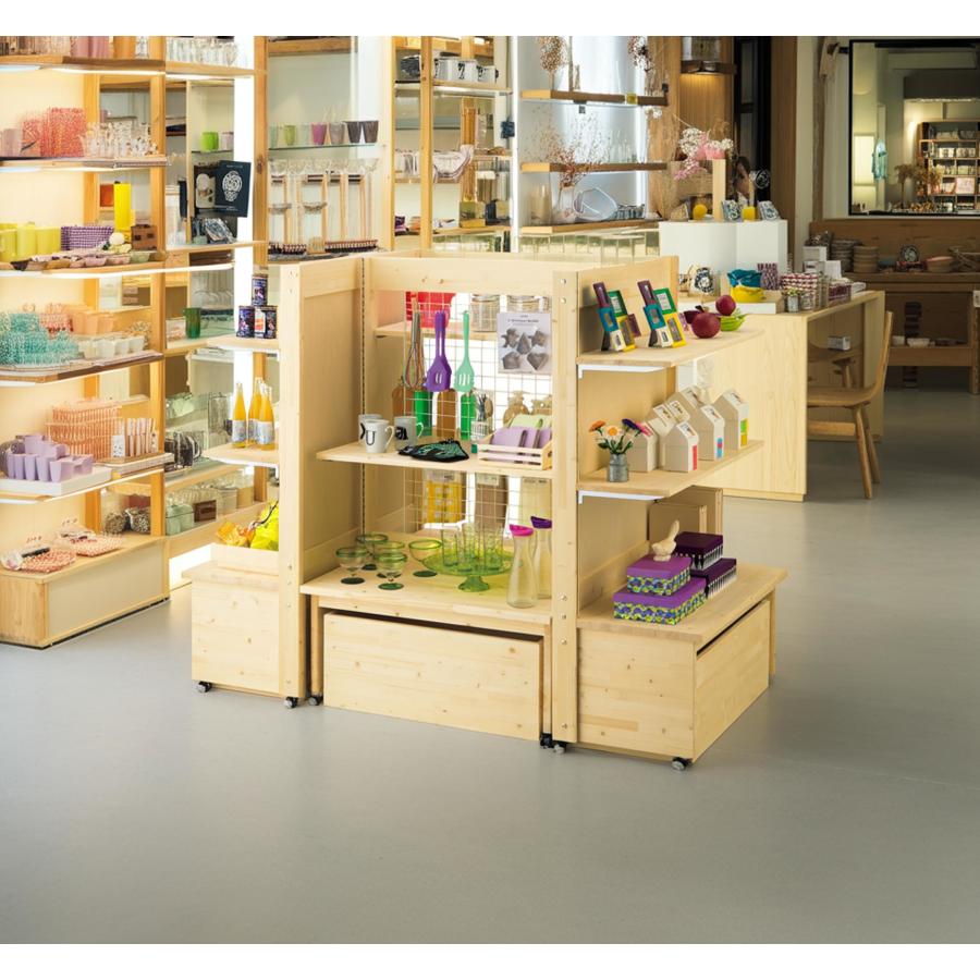 ゴンドラ 陳列棚 天然木製 商品ディスプレイ ワゴン 販売台