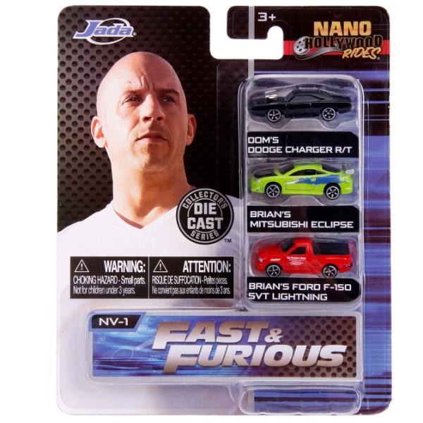 Jada JADATOYS Nano Hollywood Rides FAST & FURIOUS 3-PACK NV-1