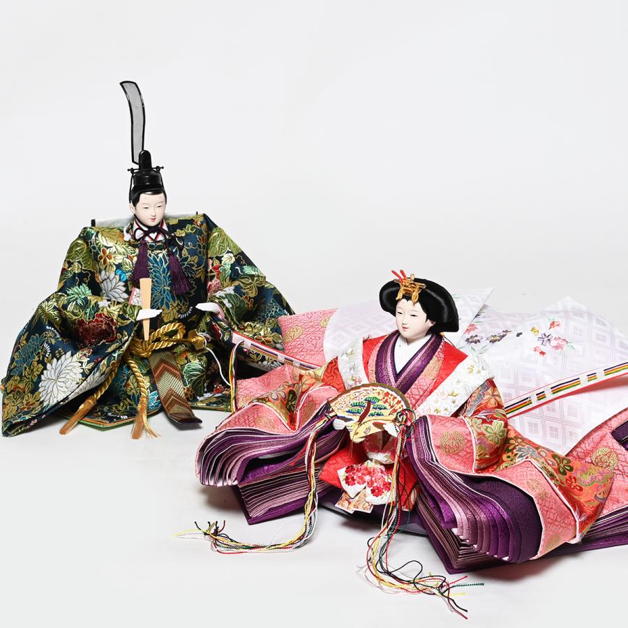 雛人形】【七段飾】七段飾万葉雛緋毛氈段：九番親王三五十三人揃伏見屋