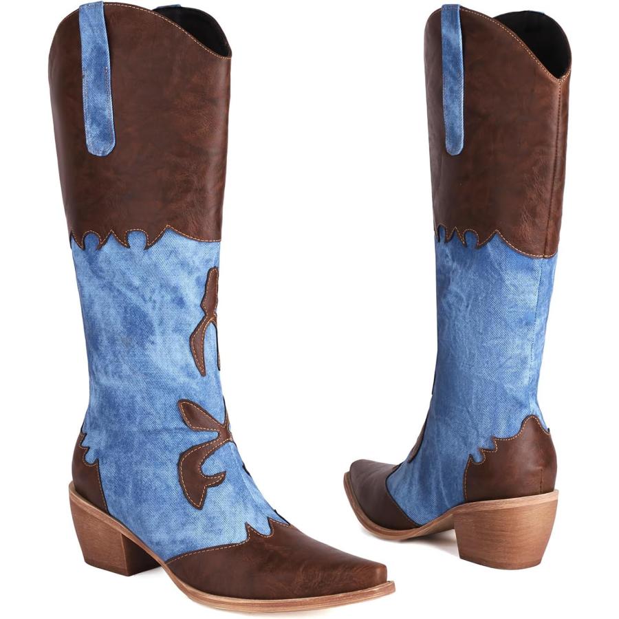 並行輸入品】Cozivwaiy レディース デニムカウボーイブーツ カラー