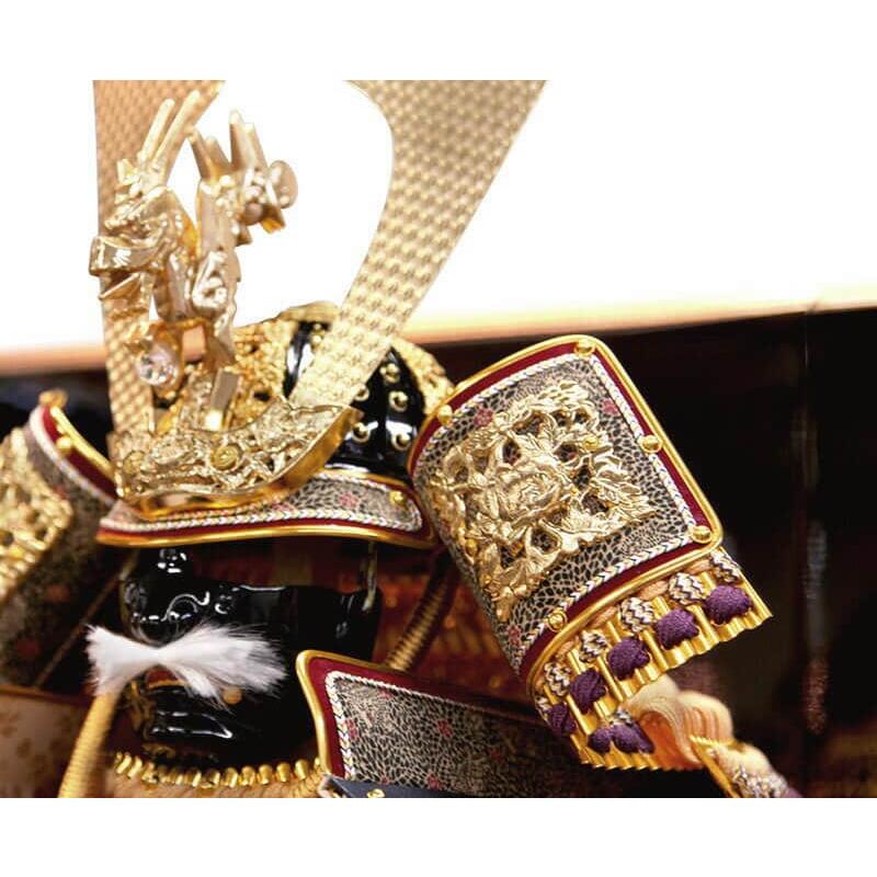 五月人形 久月 鎧平飾り 鎧飾り 高床飾り 金小札 正絹緋縅 15号 長鍬形