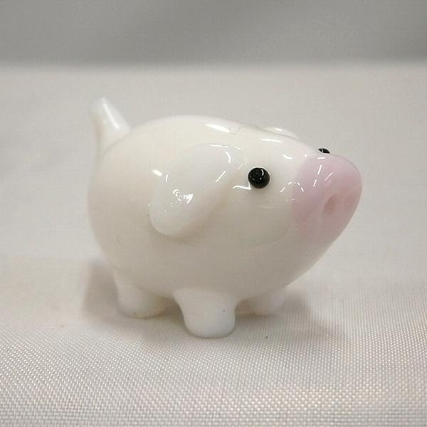 ガラス細工 動物 ぶた インテリア雑貨 ミニチュア 置物【ブタの親子木