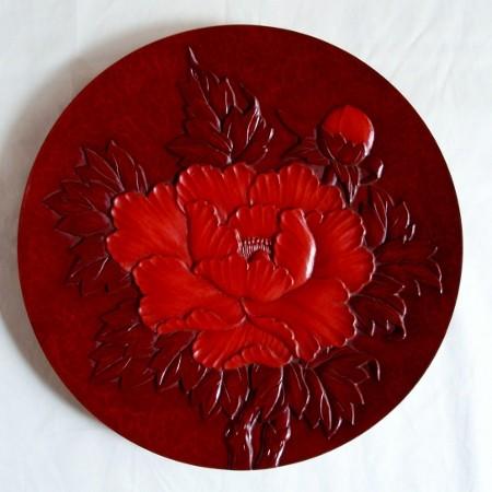 鎌倉彫 平 皿 一尺 牡丹 朱入り : 鎌倉彫廣堂 - 通販 - Yahoo!ショッピング