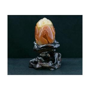 瑪瑙 メノウ 置物 パワーストーン 天然石 風水 如意＆ヒキュウモチーフ