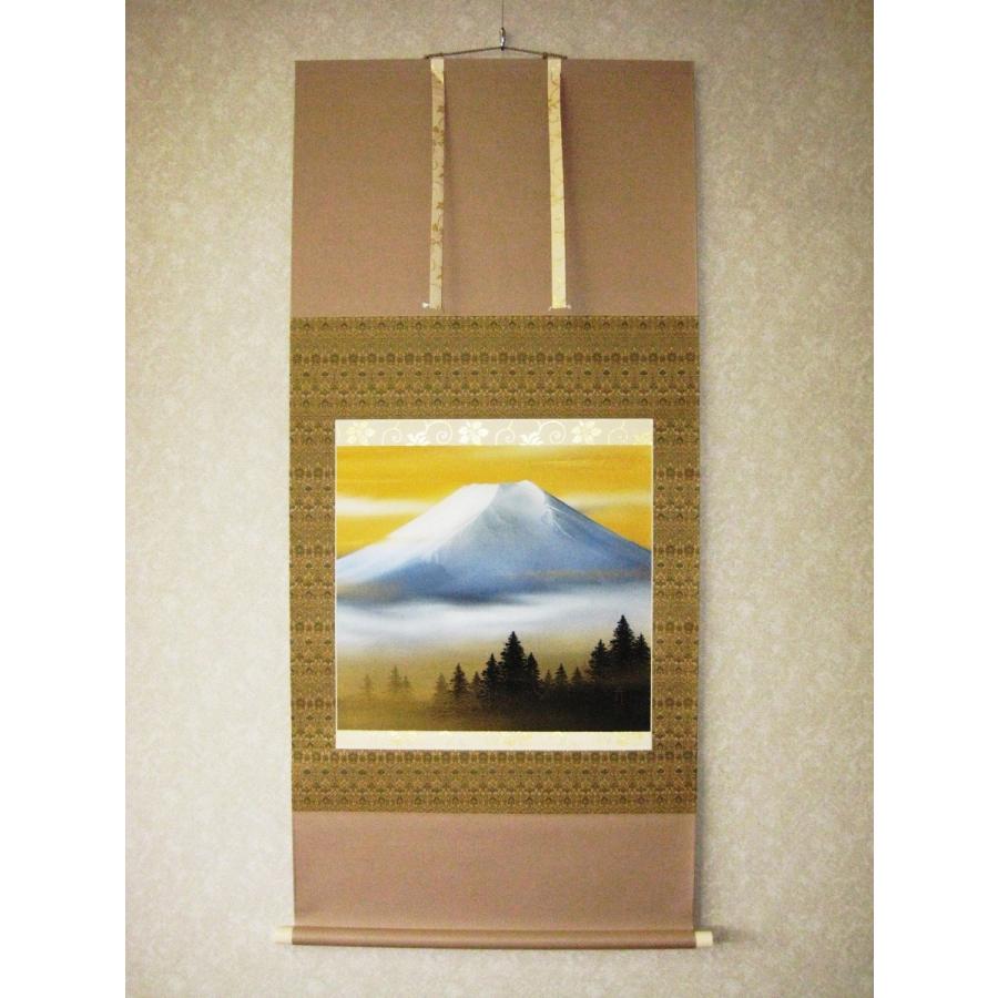 掛け軸 掛軸 暁雲不二(富士山) 川島正行 (真作・新品) 尺八横 : 掛け軸