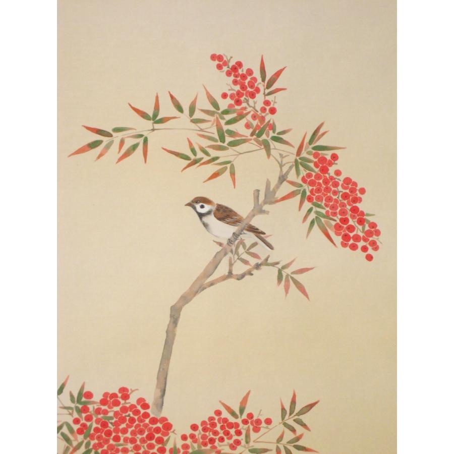 掛け軸 掛軸 南天に雀 石原章堂 (真作・新品) : 掛け軸の専門店 香遊