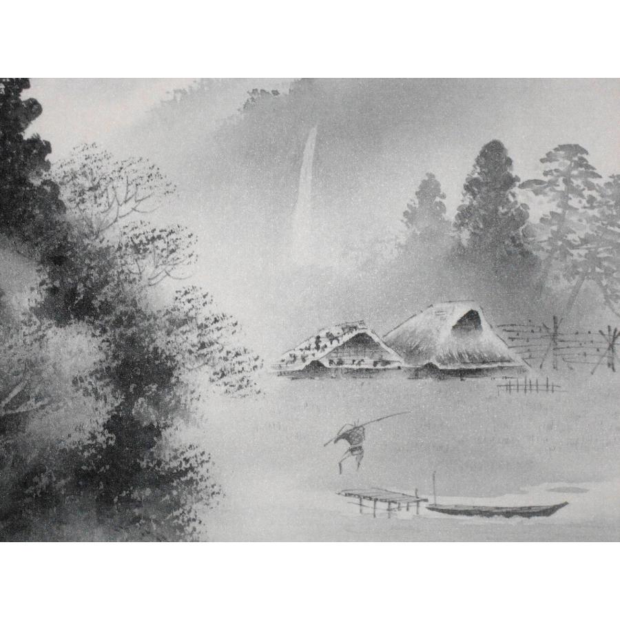 掛け軸 掛軸 水墨山水 中野長春 （真作・新品） 尺八横 : 掛け軸の専門