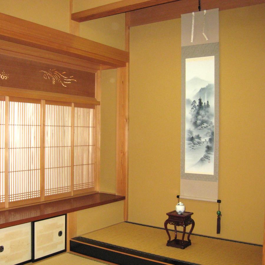 掛け軸 掛軸 水墨山水 中野長春 （真作・新品） 尺巾立 : 掛け軸の専門