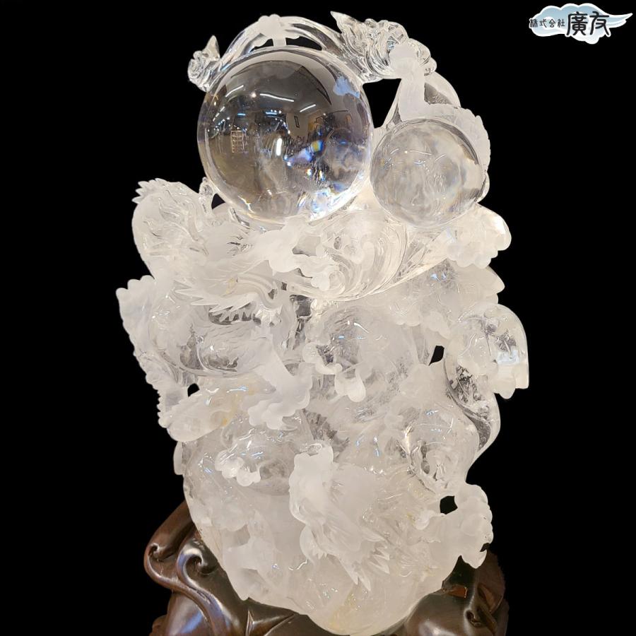開運 龍の置物 龍 水晶 4本爪 辰 竜 置物 龍彫刻 白龍 風水 玄関