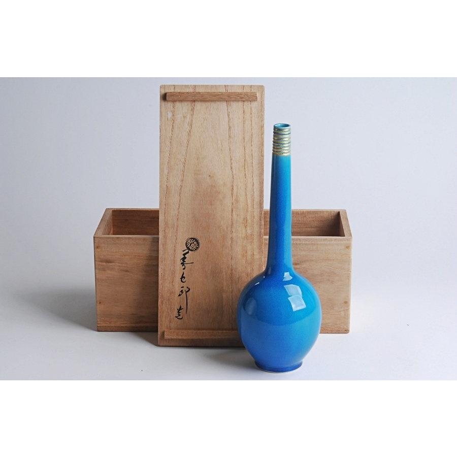 十六代 永楽善五郎 (即全) 造 交趾鶴首 花入 茶道具 花瓶 花器 : 古