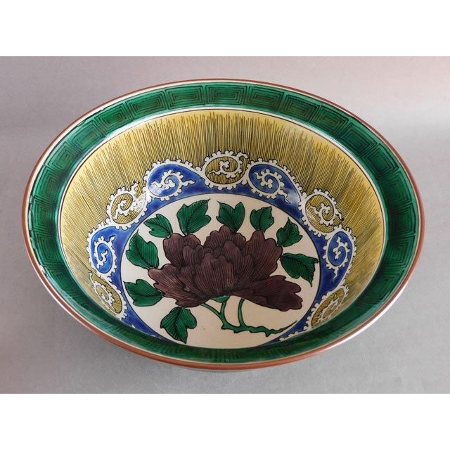 九谷焼 初代 矢口 永寿 牡丹に唐草文 菓子鉢 兼用 水指 : 古美術植松