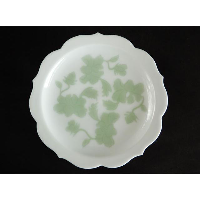 人間国宝 井上 萬二 白磁緑釉彫文 皿 本人作 : 古美術植松 - 通販