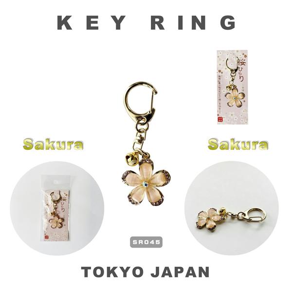 桜 幸福桜守りキーホルダー 金色扇子桜 桜ラメ入り JAPAN SAKURA 開運