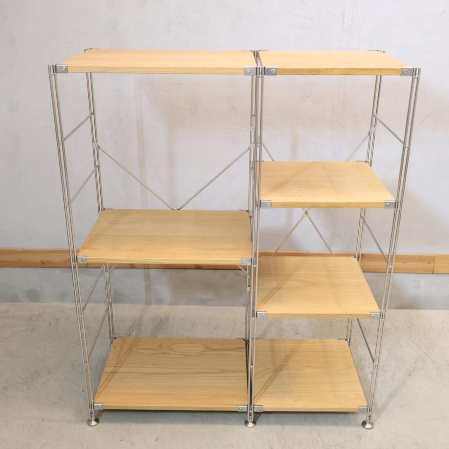 無印良品 MUJI オーク材 2連ステンレスユニットシェルフ シンプル