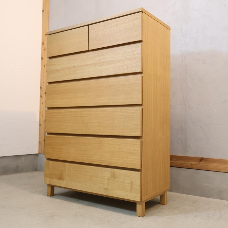無印良品（MUJI） タモ材 木製 チェスト 6段 ワイド ナチュラル