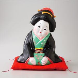 置物 縁起物 常滑焼 お福さん 座布団付き 送料無料 日本製 縁起のよい