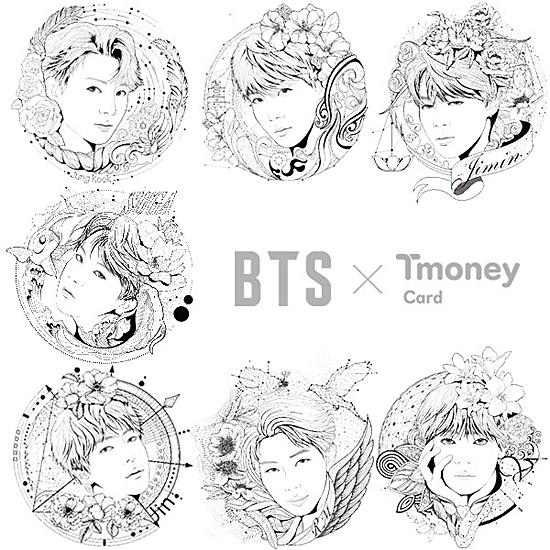 BTS 透明 イラスト T-moneyカード（V）[韓国][交通カード][防弾少年団