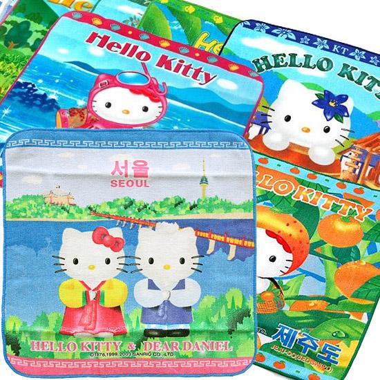 韓国限定 ハローキティ ご当地 タオル ハンカチ Hello Kitty かわいい