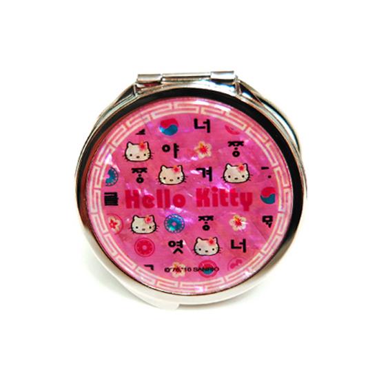韓国限定 ハローキティ ハングルデザイン ハンドミラー Hello Kitty