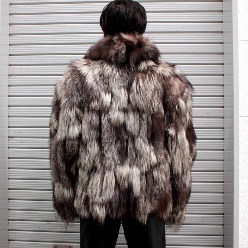 毛皮ジャケット メンズ シルバーフォックス ファージャケット 本革